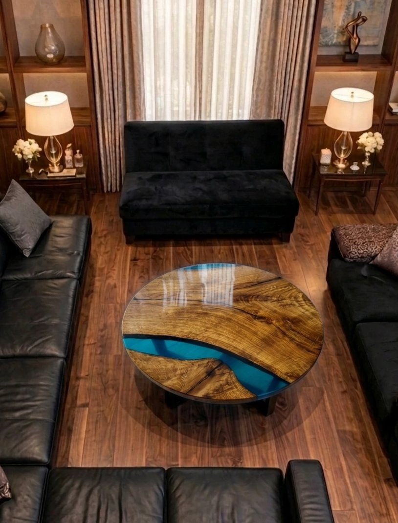Epoxy resin round center table