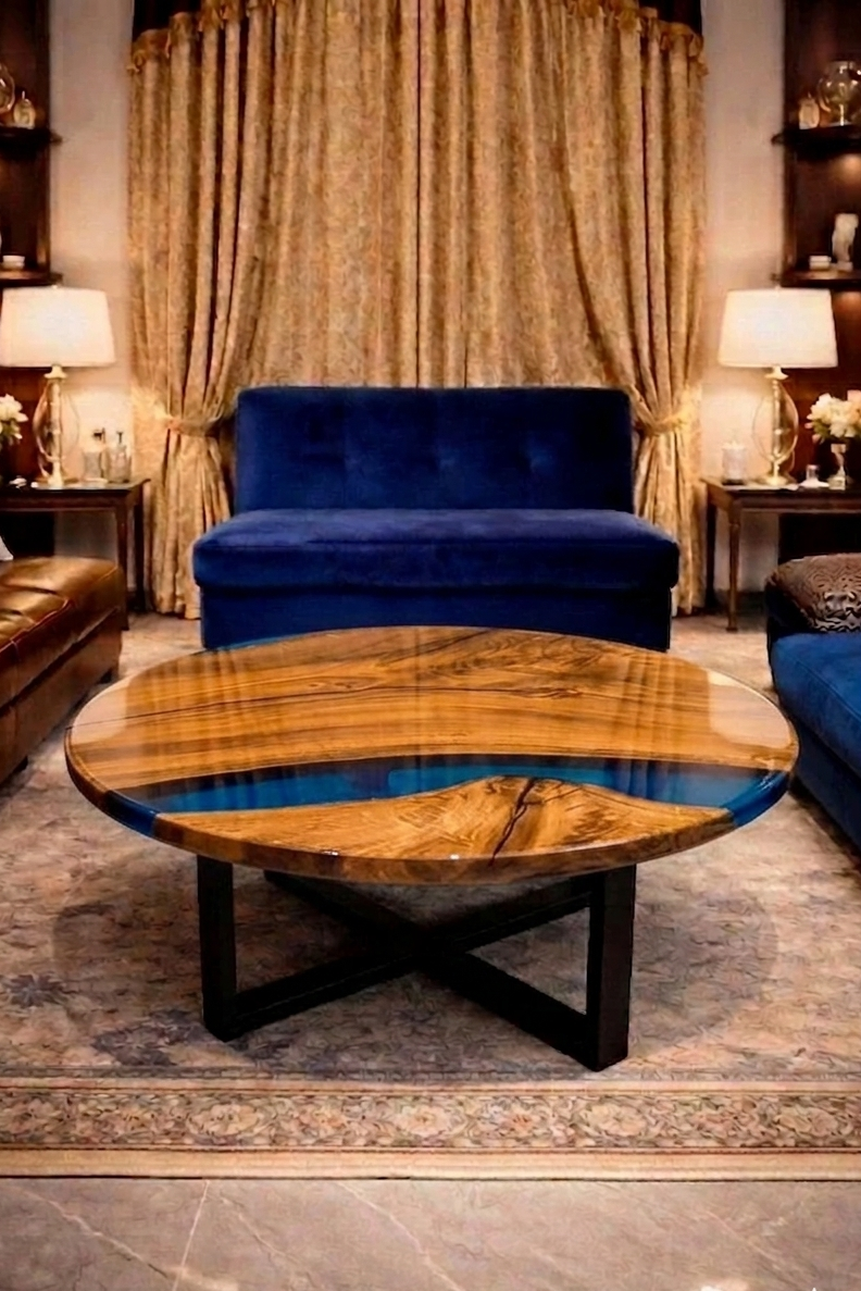 Epoxy resin round center table