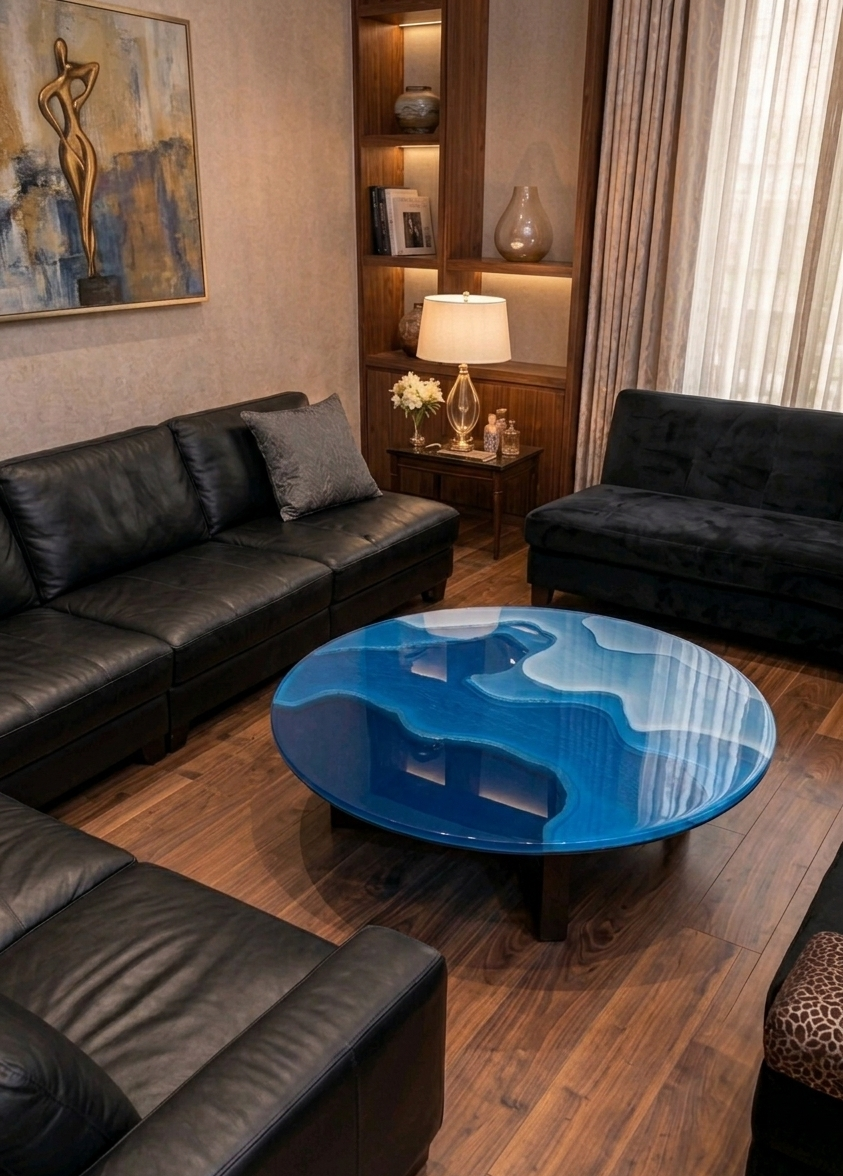 Round center table epoxy coated